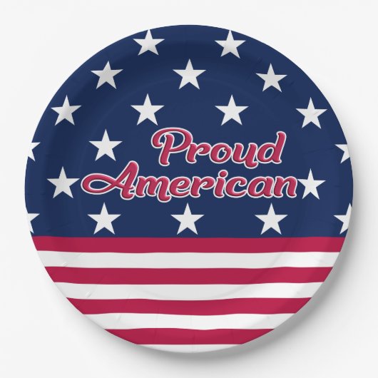 Proud American patriotic star & stripes usa Pappteller (Vorderseite)