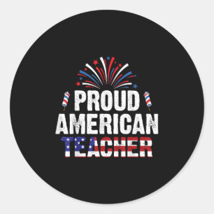 Proud American Teacher Educator Usa Patriotic 4. Runder Aufkleber