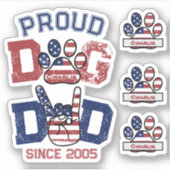 Proud American USA Pet Dog Vater Lover US Flag Aufkleber (Vorderseite)