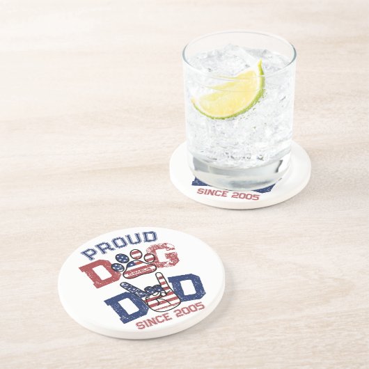 Proud American USA Pet Dog Vater Lover US Flag Getränkeuntersetzer (Seite)