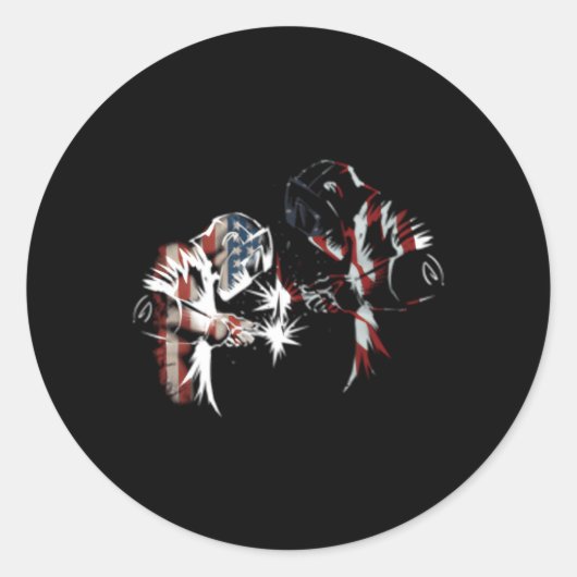 Proud American Welder Usa Flag American Patriotic Runder Aufkleber (Vorderseite)