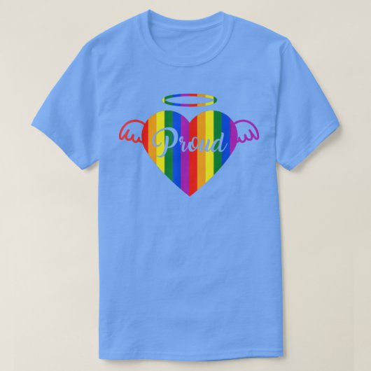 Proud Angel Herz LGBTQ Rainbow Pride Flag Herz T-Shirt (Design vorne)