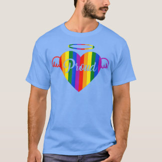 Proud Angel Herz LGBTQ Rainbow Pride Flag Herz  T-Shirt