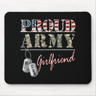 Proud Army Girlfriend American Flag Vetera Milita Mousepad