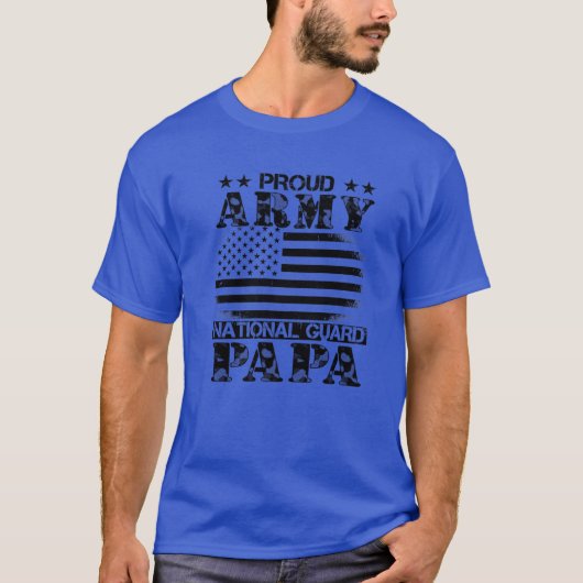 Proud Army National Guard Papa U.S. Military Gift T-Shirt (Vorderseite)