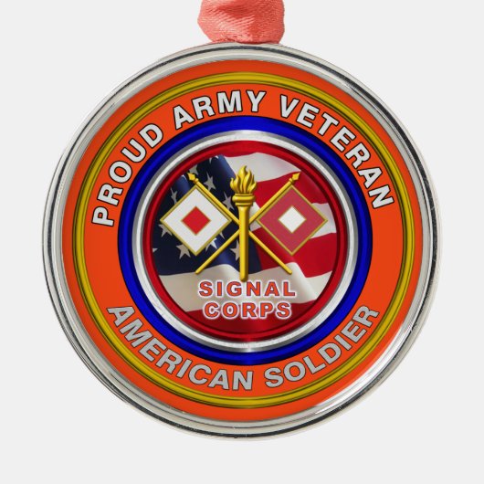Proud Army Signal Corps Weihnachten Ornament Aus Metall (Vorne)