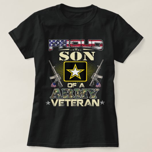 Proud Army Son Veteran USA Flag Gifts For Fathers T-Shirt (Design vorne)