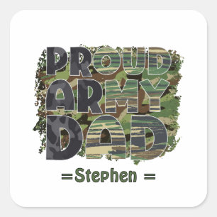 Proud Army Vater Camouflage Design Quadratischer Aufkleber