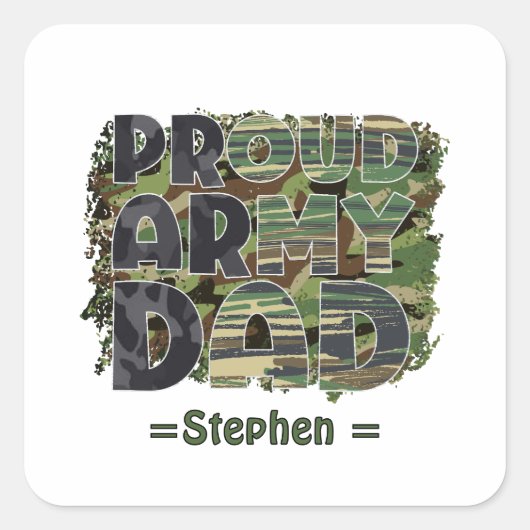 Proud Army Vater Camouflage Design Quadratischer Aufkleber (Vorderseite)