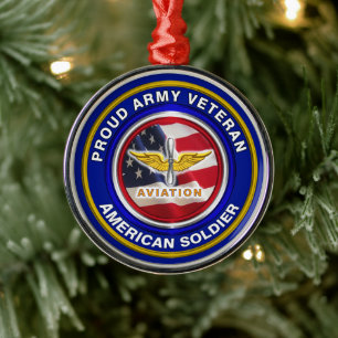 Proud Army Veteran Aviation Christmas Ornament Aus Metall