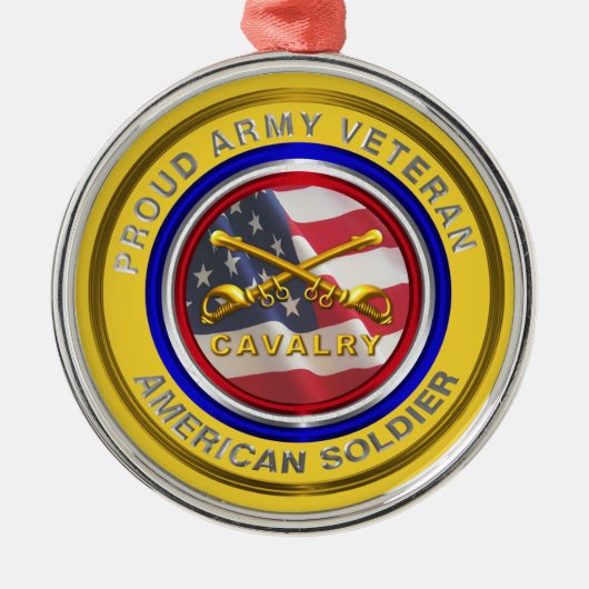 Proud Army Veteran Cavalle Weihnachten Ornament Aus Metall (Vorne)
