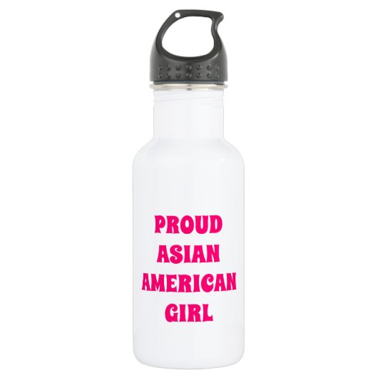Proud Asian American Girl, heiß rosa weiß Edelstahlflasche (Vorderseite)