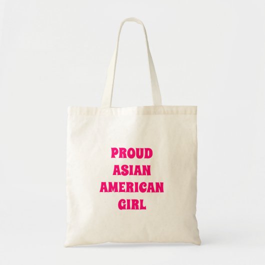 Proud Asian American Girl, heiß rosa weiß Tragetasche (Vorne)
