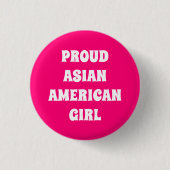 Proud Asian Girl hot pink typography Button (Vorderseite)