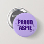 Proud Aspie Hübsches Lila Asperger-Syndrom Button (Vorne & Hinten)