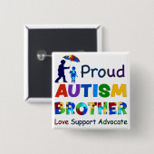 Proud Autism Brother Button (Vorne & Hinten)