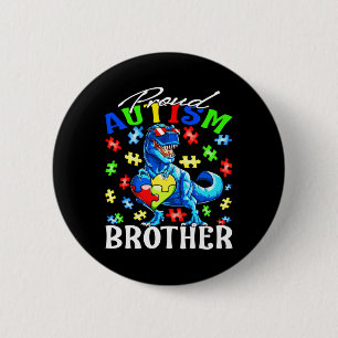 Proud Autism Brother Dinosaur Autismus Bewusstsein Button