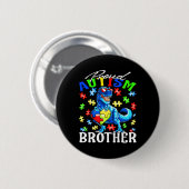 Proud Autism Brother Dinosaur Autismus Bewusstsein Button (Vorne & Hinten)