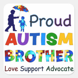 Proud Autism Brother Quadratischer Aufkleber