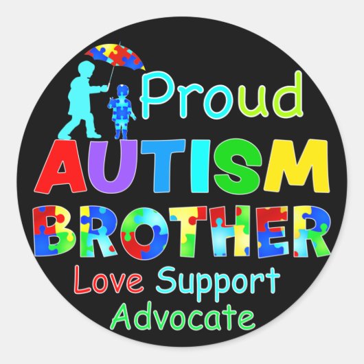 Proud Autism Brother Runder Aufkleber (Vorderseite)