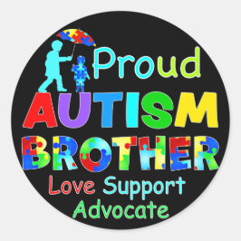 Proud Autism Brother Runder Aufkleber
