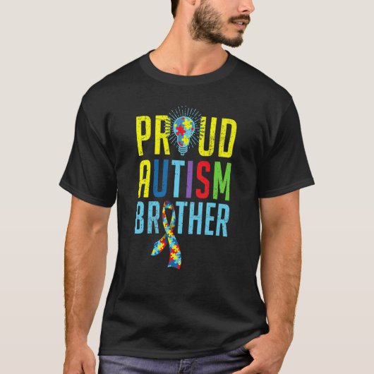 Proud Autism Brother Sibling Autism Awareness Day T-Shirt (Vorderseite)