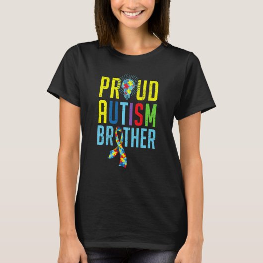 Proud Autism Brother Sibling Autism Awareness Day T-Shirt (Vorderseite)
