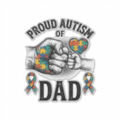 Proud Autism Dad Vintage Engraving Awareness Shirt Aufkleber (Vorderseite)