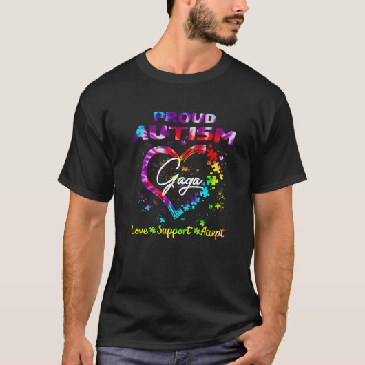 Proud Autism Gaga Liebe Support Akzeptieren Herz K T-Shirt (Vorderseite)