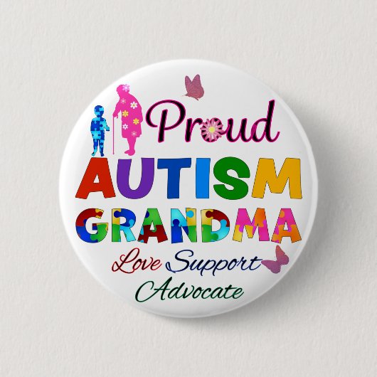 Proud Autism Grandma Button (Vorderseite)