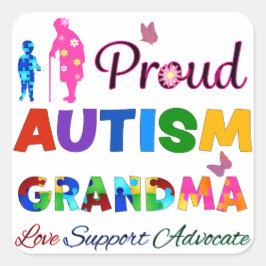 Proud Autism Grandma Quadratischer Aufkleber