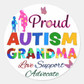 Proud Autism Grandma Runder Aufkleber (Vorderseite)