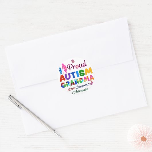 Proud Autism Grandma Runder Aufkleber (Umschlag)