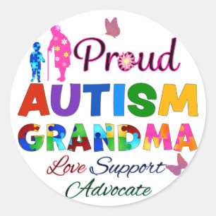 Proud Autism Grandma Runder Aufkleber