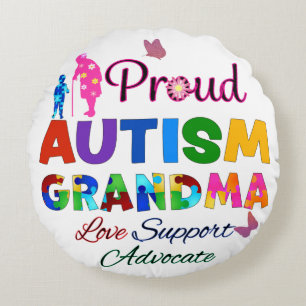 Proud Autism Grandma Rundes Kissen