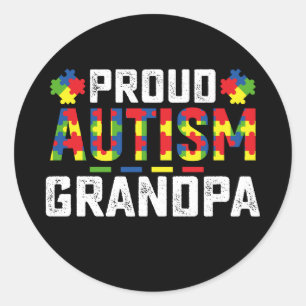 Proud Autism Grandpa Awareness Autistic Family Runder Aufkleber