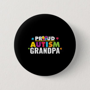 Proud Autism Grandpa Ribbon Puzzle Piece Button