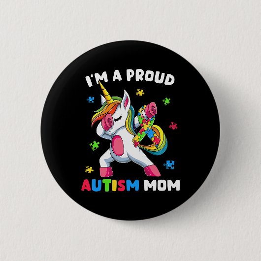 Proud Autism Mama Dab Dance Button (Vorderseite)