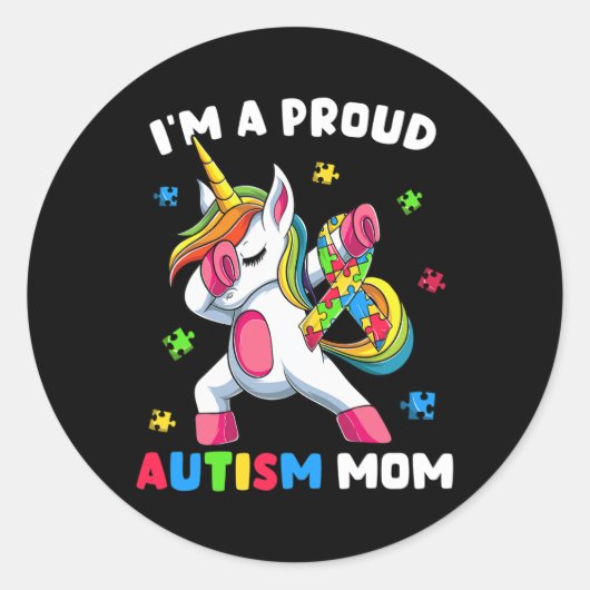 Proud Autism Mama Dab Dance Runder Aufkleber (Vorderseite)