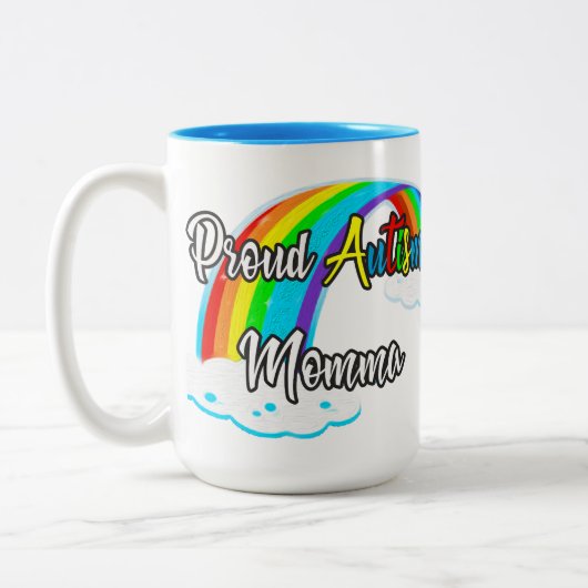 Proud Autism Momma Puzzles Zweifarbige Tasse (Links)