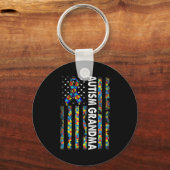 Proud Autism Oma American Flag Autisenes Awarenes Schlüsselanhänger (Vorderseite)