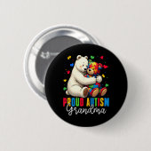 Proud Autism Oma Bear Autismus Bewusstsein Son Dau Button (Vorne & Hinten)