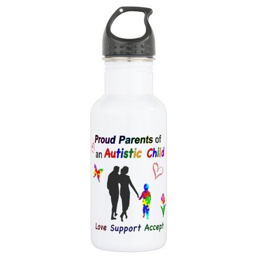 Proud Autism Parents Edelstahlflasche (Vorderseite)