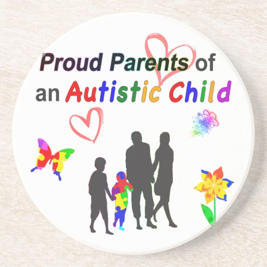 Proud Autism Parents Sandstein Untersetzer (Vorne)