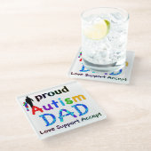 Proud Autism Vater Glasuntersetzer (Schrägansicht)