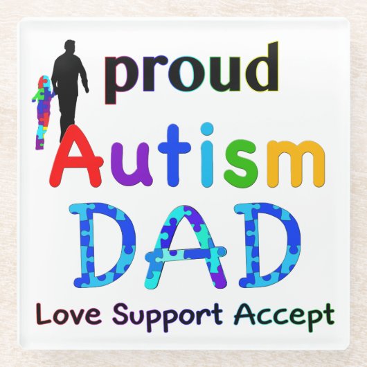 Proud Autism Vater Glasuntersetzer (Vorderseite)