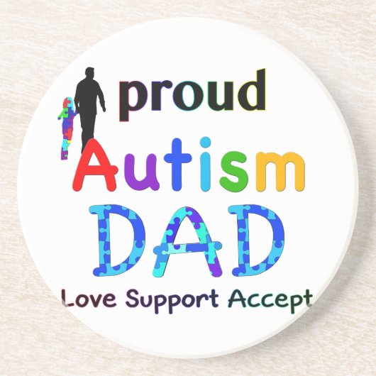 Proud Autism Vater Sandstein Untersetzer (Vorne)