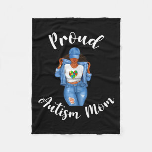 Proud Autismus Mama Afrikanische Amerikanische Sch Fleecedecke