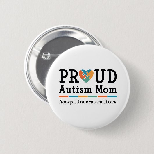 Proud-Autismus-Mama Button (Vorne & Hinten)