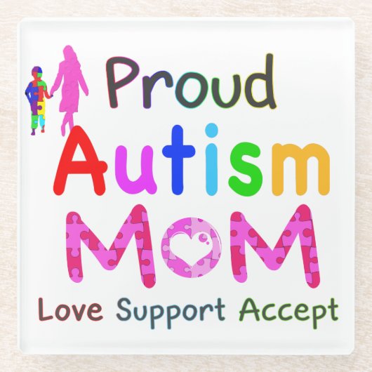 Proud-Autismus-Mama Glasuntersetzer (Vorderseite)